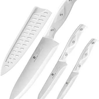 Chef Knife, Ultra Sharp High Carbon Stainless Steel Chef knife set, 3-pc, 8 inch Chefs knife, 4.5 inch Utility Knife, 4 inch Paring Knife