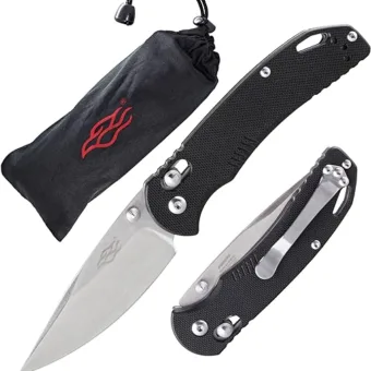 Firebird GANZO F753M1 Pocket Folding Knife G-10 Anti-Slip Handle with Clip 440C Stainless Steel Blade Camping Fishing Outdoor Folder EDC Knife (Black)