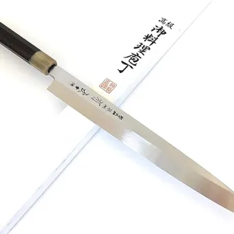 Japanese Chef's Knife ARITSUGU Blue Steel Honyaki Yanagi 360 mm 14.17" Rose Handle Saya Engraved Name