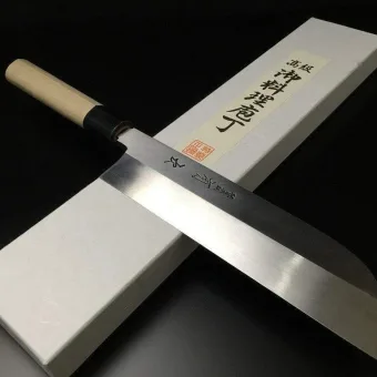 Japanese Chef's Knife ARITSUGU Kama Usuba White Steel Honyaki 240 mm 9.44" Saya