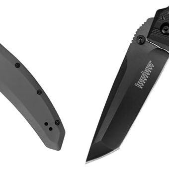 Kershaw Grid Folding Pocket Knife, Large 3.7 inch Stainless Steel Stonewashed Blade, Steel Handle & Brawler Pocketknife, 3" 8Cr13MoV Steel Modified...