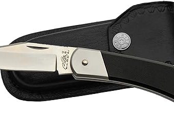 SZCO Supplies 8.5” Black G10 Handled Lock Back Folding EDC Utility Knife with Leather Sheath