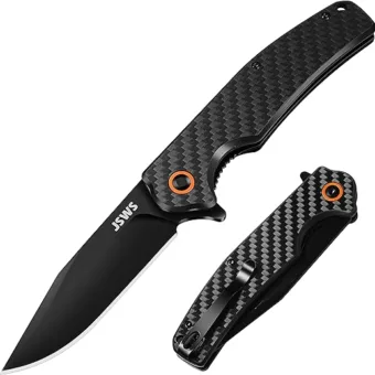 Folding Tactical Pocket Knife Lightweight Carbon Fiber Handle D2 Stainless Steel Blade with Liner Lock 3.38'' EDC Knife is Perfect for Camping...