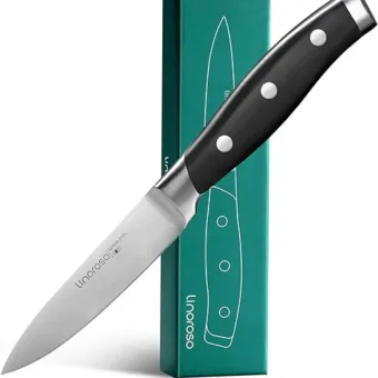 linoroso Paring Knife 3.5 inch Small Kitchen Knife with Elegant Gift Box, Sharp Forged German Carbon Stainless Steel Fruit Knife, Full Tang,...