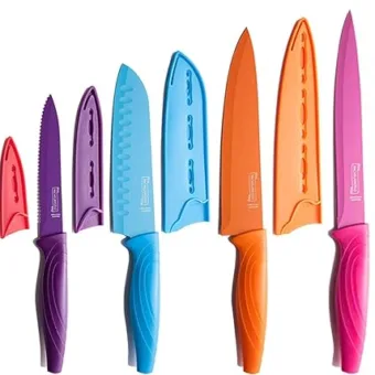 MICHELANGELO Knife Set, Sharp 10-Piece Kitchen Knife Set with Covers, Multicolor Knives, Stainless Steel Knives Set for Kitchen, 5 Rainbow Knives &...