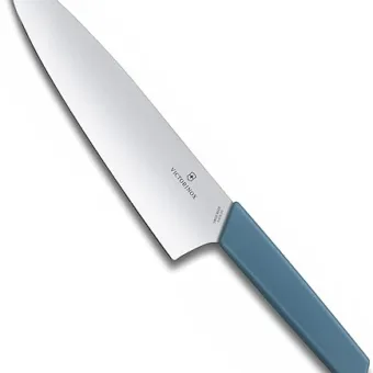 Victorinox Swiss Modern Chef's Knife - Kitchen Knife for Cutting Meat, Fruit & Vegetables - Premium Kitchen Accessories - Blue Handle, 8"