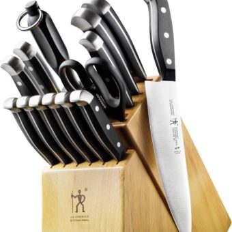 HENCKELS Premium Quality 15-Piece Knife Set with Block, Razor-Sharp, German Engineered Knife Informed by over 100 Years of Masterful Knife Making, Lightweight and Strong, Dishwasher Safe