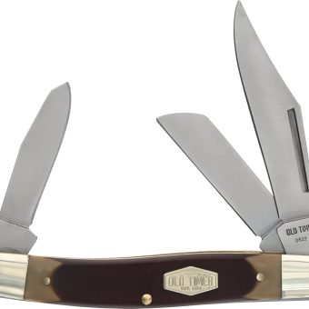 Old Timer 8OT Senior 6.9in S.S. Traditional Folding Knife with 3in Clip Point, Sheepsfoot, Spey Blade and Sawcut Handle for Outdoor, Hunting, Camping and EDC