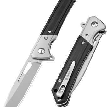 NedFoss ELF Pocket Knife, 3.5" D2 Blade EDC Knife with G10 Handle, Flipper Open, Deep Carry Pocket Clip, Lightweight Slim Utility Folding Knives for Men Women