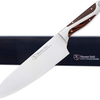 Hammer Stahl 8-Inch High Carbon Chef Knife | Versatile Cooking Knife for Chopping, Slicing & Precision Cutting | German Forged Sharp Kitchen Knife | Ergonomic Quad-Tang Pakkawood Handle & Gift Box