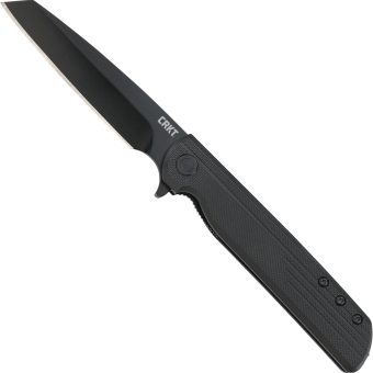 CRKT LCK + Folding Pocket Knife: Folder with Liner Lock, Black Plain Edge Sheepsfoot Blade, Reinforced Nylon Handle with Pocket Clip 3802K