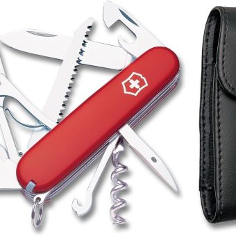 Victorinox Swiss Army Huntsman Pocket Knife w/Pouch, Red, 91mm