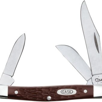 Case WR XX Pocket Knife Brown Synthetic Jigged Medium Stockman Item #106 - (6344 SS) - Length Closed: 3 1/4 Inches