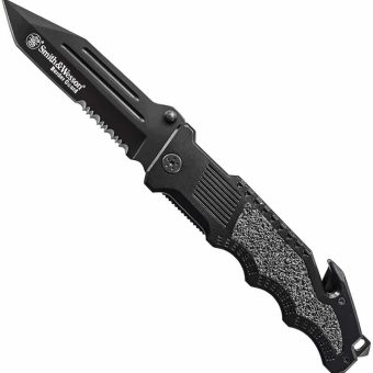 Smith & Wesson Border Guard 10in High Carbon S.S. Folding Knife with 4.4in Tanto Blade and Aluminum Handle for Tactical, Survival and EDC