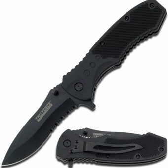 TAC Force TF-800 Series Spring Assist Folding Knife, Half-Serrated and Straight Edge Blades, 4-1/2-Inch Closed