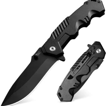 Pocket Knife for Men, Folding Knife with Clip, EDC Pocket Knives with Flipper Open and Liner Lock, Sharp Tactical Knife for Outdoor Survival Camping Hunting Fishing, Cool Knifes for Dad, Mens Gift