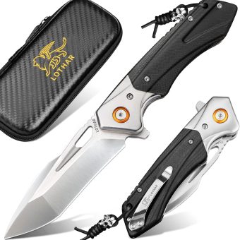 LOTHAR LICH KING Pocket Knife, 3.5 Inch D2 Steel Folding Knife with Clip, G10 Handle, Razor Utility Knife, Exotic Touch EDC Knife, Gifts Pocket Knife for Men Women