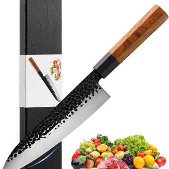 Gyuto Chef Knife - 8 Inch Professional Hand Forged Kitchen Chef Knife High Carbon Japanese AUS-8 Stainless Steel Chef Knife with Rosewood Handle & Gift Box